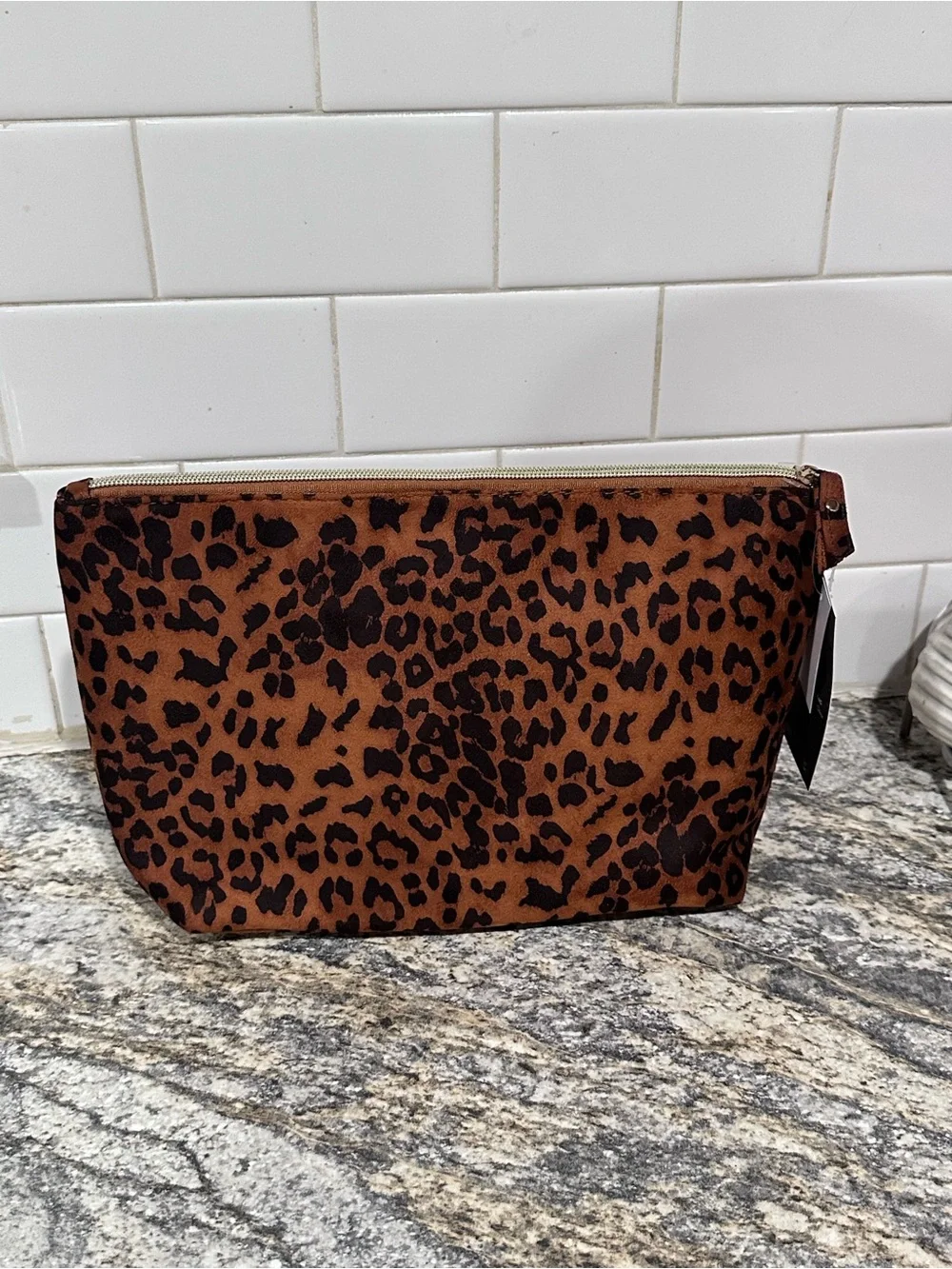 Nine West Leopard Print Travel Cosmetic Makeup Bag NWT